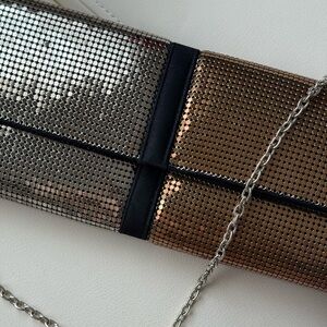 Sondra Roberts Silver and Bronze Mesh Evening Bag